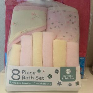 Buttons & Stitches 8-Piece Baby Bath Set - Pink & Yellow